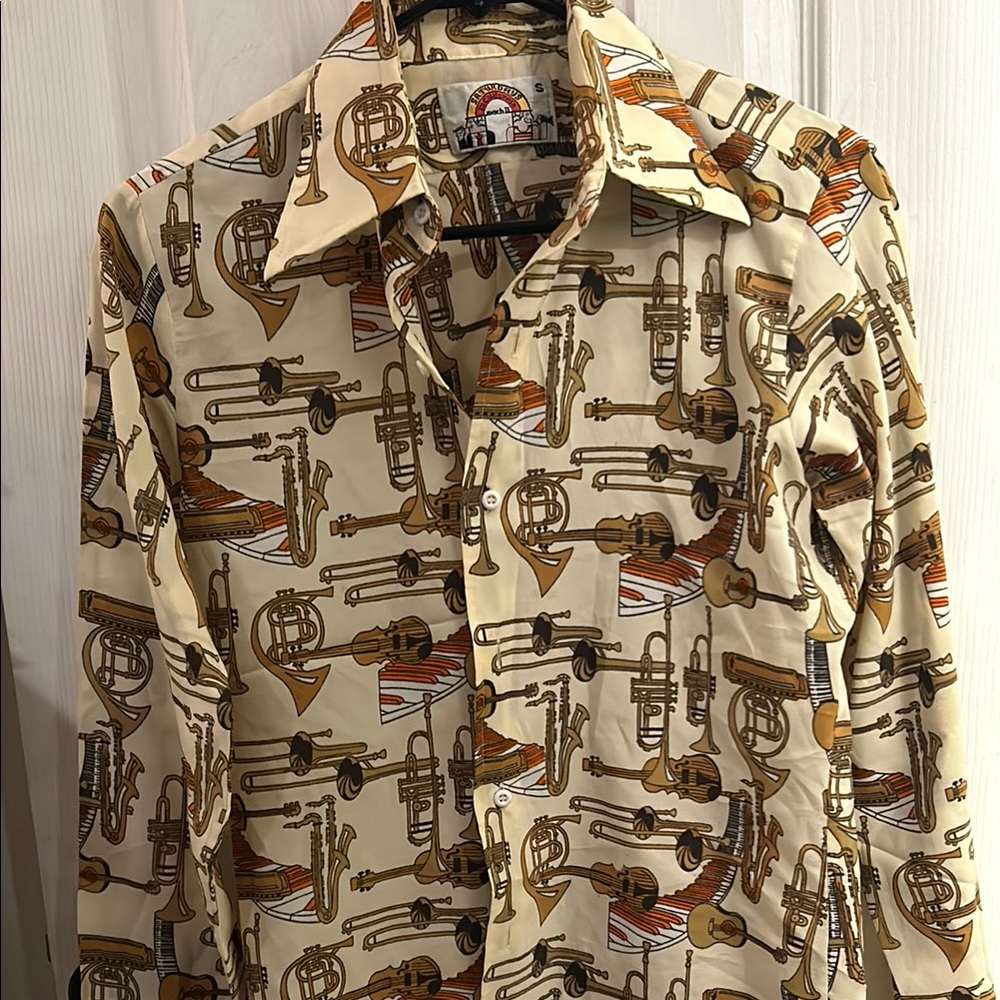 Vintage Musical Instrument Print Shirt